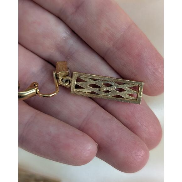 Vintage Givenchy Brushed Satin Gold Tone Drop Earrings - Picture 3 of 4